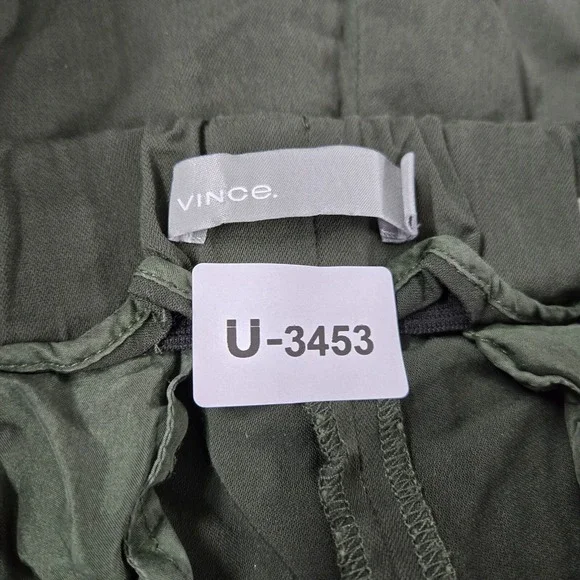 Vince Women Pants Medium Green Cropped Drawstring Pockets High Rise 22 in Inseam - Picture 2 of 12